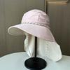 New spring and summer neck hat women's fashion versatile sunshade sunscreen bucket hat outdoor strap fishing climbing hat