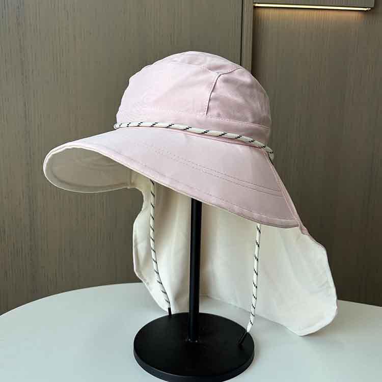 New spring and summer neck hat women's fashion versatile sunshade sunscreen bucket hat outdoor strap fishing climbing hat