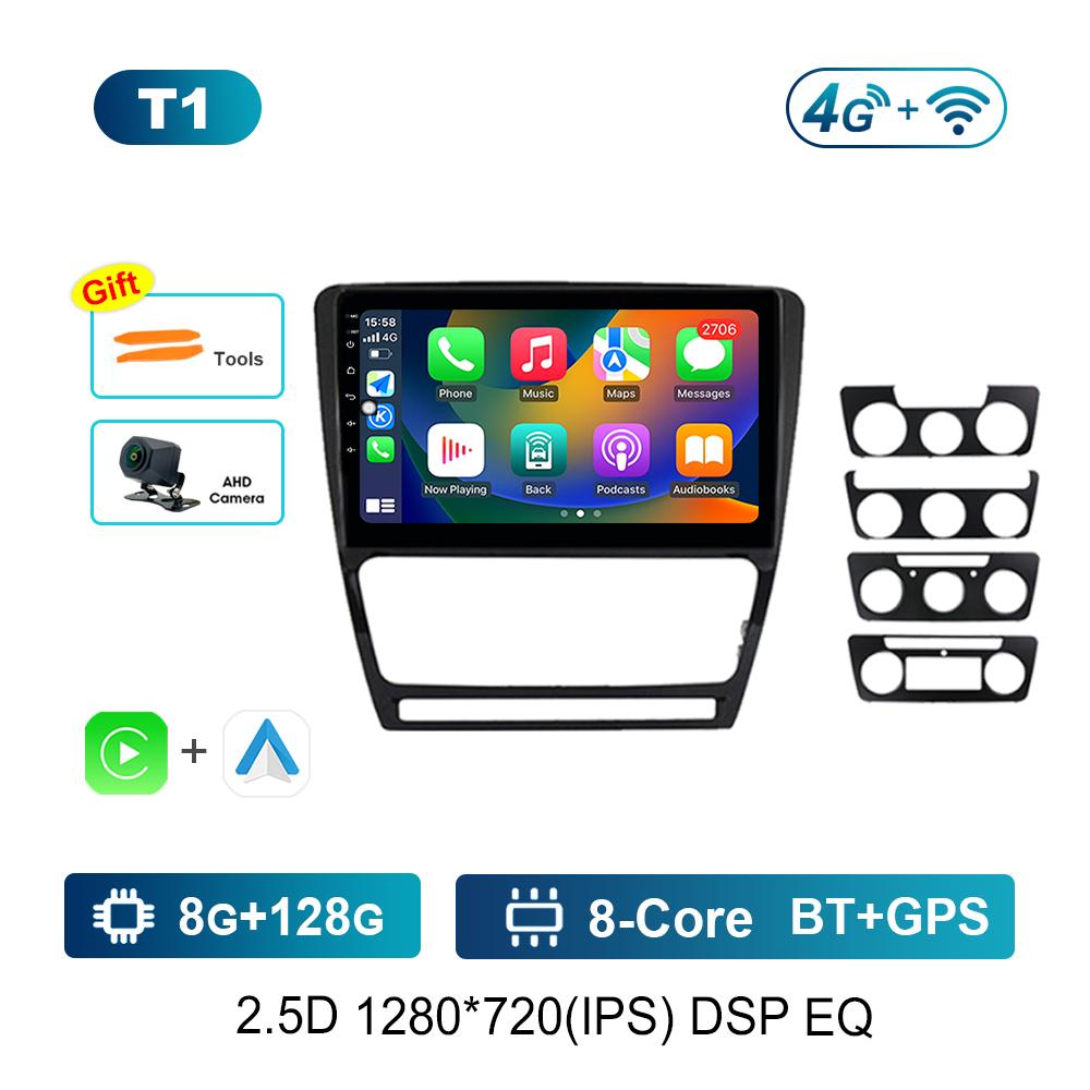 Car Video Multimedia Player GPS for Skoda Octavia 2 A5 2004 - 2013 Carplay WiFi Android Intelligent System 4G HD Touch Screen