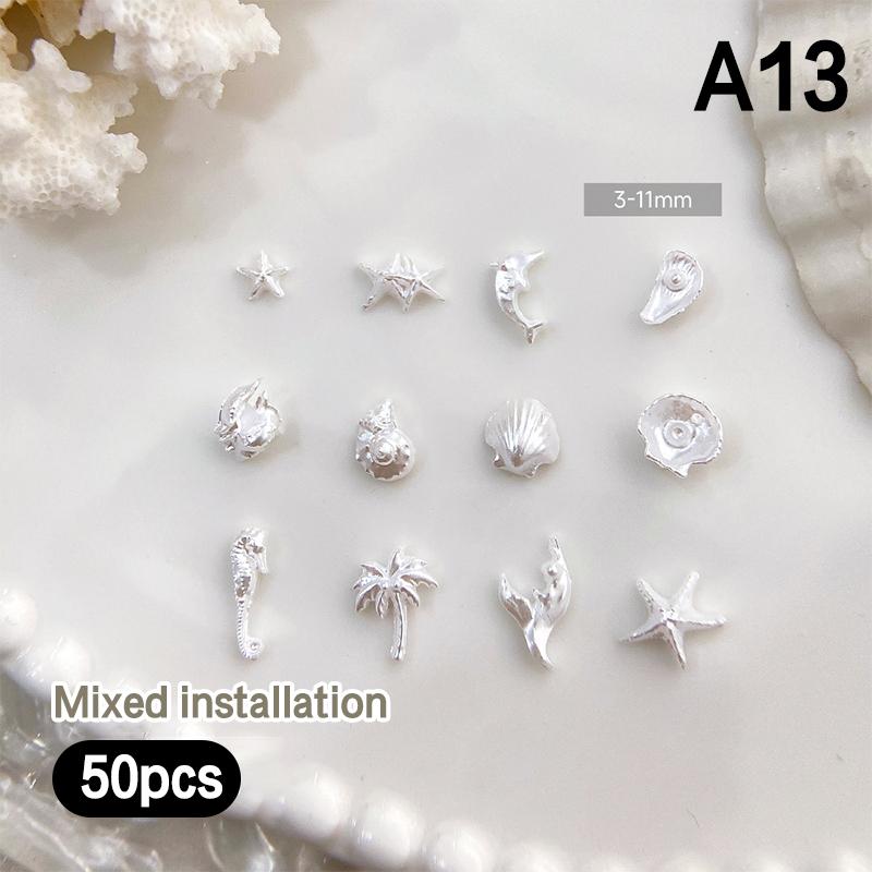

50 шт. Ракушки морские звезды ракушки морская серия маникюр DIY шарм лето океан нейл-арт стразы 3D пляжный дизайн аксессуары