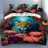 Leopard Floral Jungle Bedding Duvet Cover Sets Duvet Covers Pillowcases Gifts (1 * Duvet Cover 2 * Pillowcases, Without Duvet Insert)