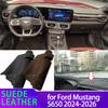 For Ford Mustang MK7 S650 2024-2026 Car Dashmat Black/Brown Leather Dashboard Cover Suede Dash Mat Pad Sunshade Accessories