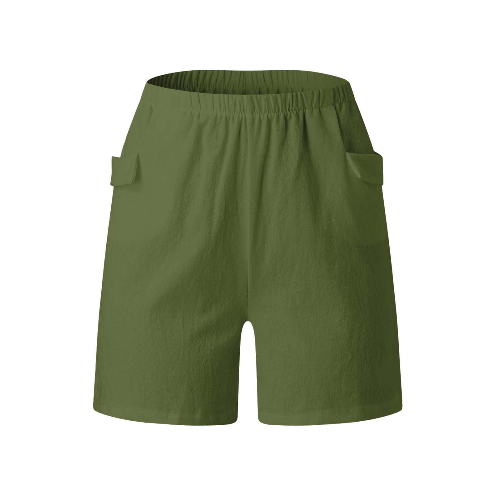 Женские летние свободные повседневные однотонные шорты с эластичной резинкой на талии — фото 4