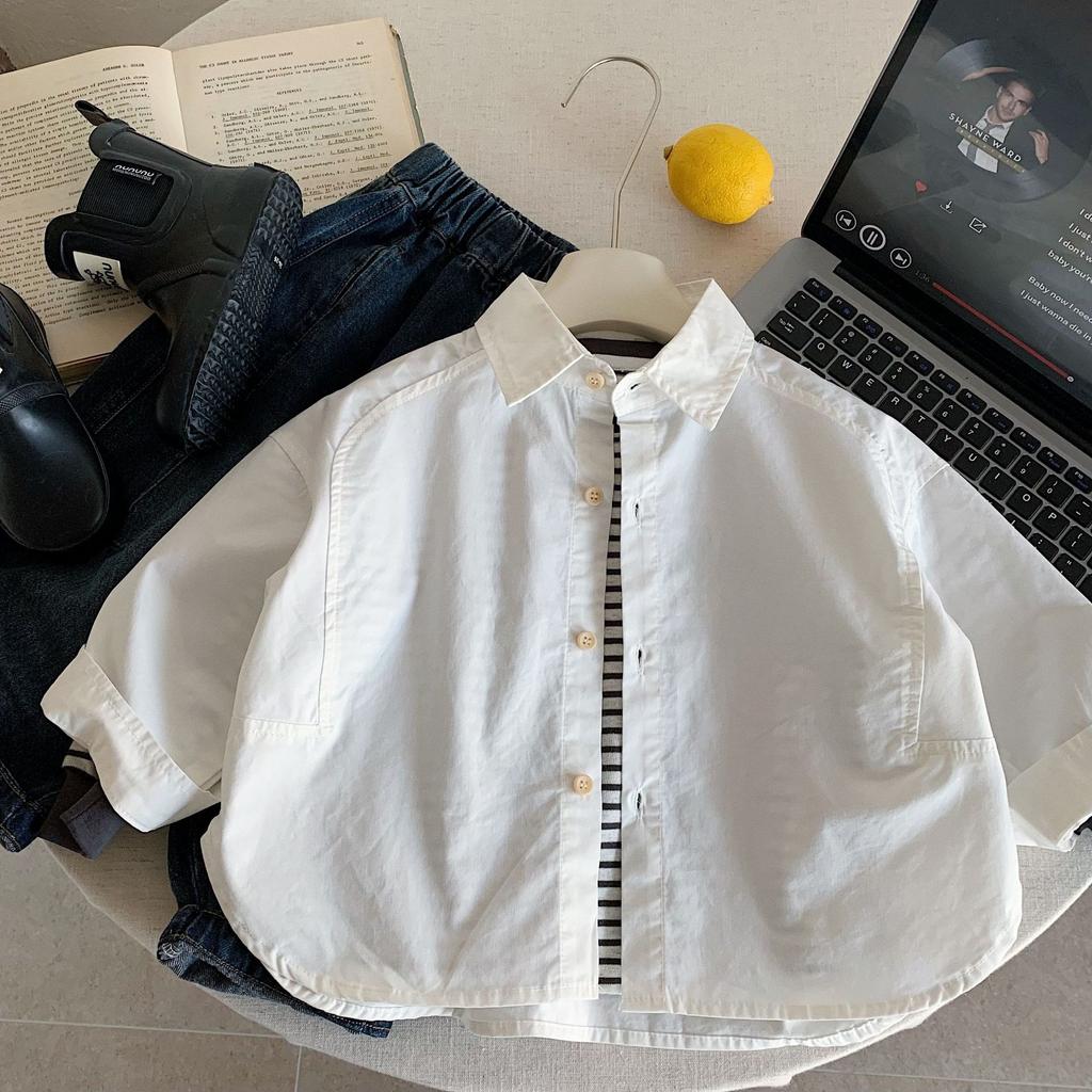 Children'S Shirts Autumn New Korean Version Of Boys Solid Color Shirts Boys Spring Huzhou Zhili Children'S Clothing