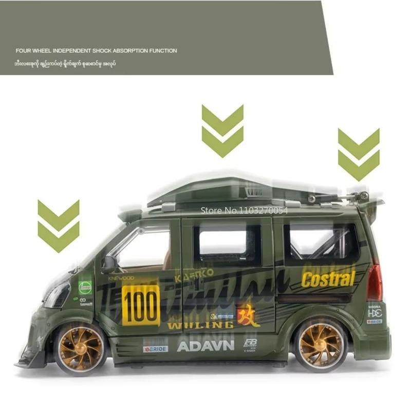 1/24 slitinová hračka modelu auta Wuling Hongguang Simulace dodávky kovu tlakové lití zvuku a světla Model auta pro chlapce Dárková kolekce ozdoby