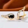 Pinduoduo Champagne Gold & Sapphire Blue Angel Tears Earrings with Zircon for Women - Niche Design