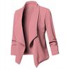 Women's Slim Fit Long Sleeve Solid Color Blazer Versatile Stretch Cuff Lapel Jacket For Office Wear, Elegant Career Open Front Coat For Commuting