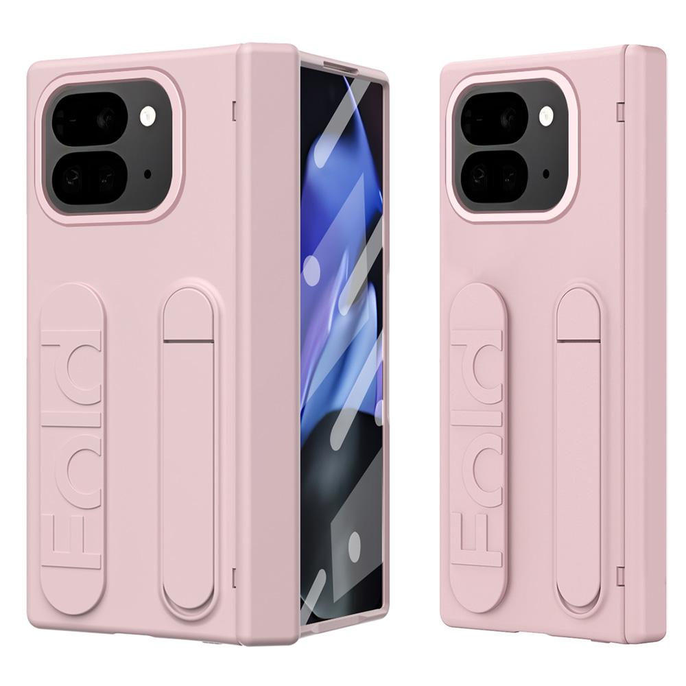 

For Google Pixel 10 Pro Fold Case Kickstand Wristband PC Phone Cover with Tempered Glass Film A