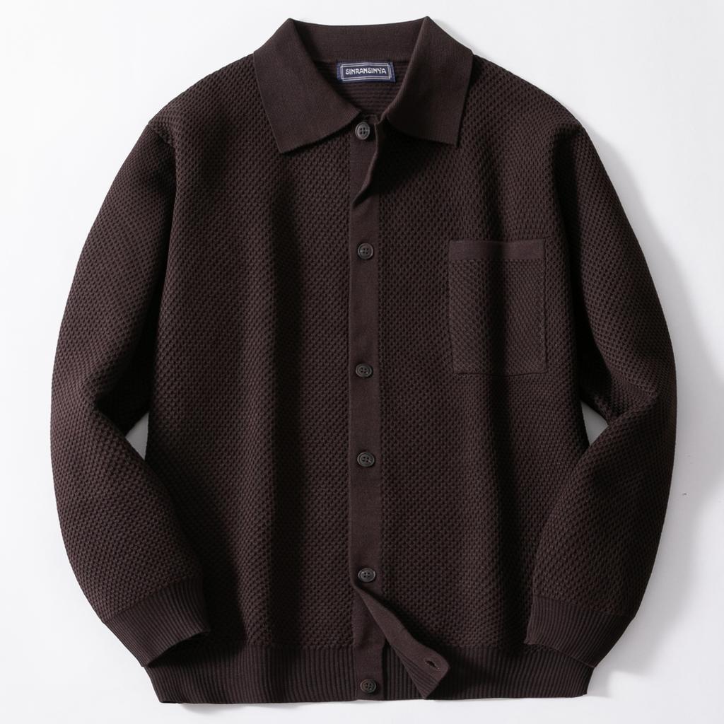 Suéter Cardigan para Hombre Negocios Casual Botones Cardigans Tejidos Otoño Invierno Manga Larga para Trabajo Masculino Cuello Solapa Chaquetas de Punto