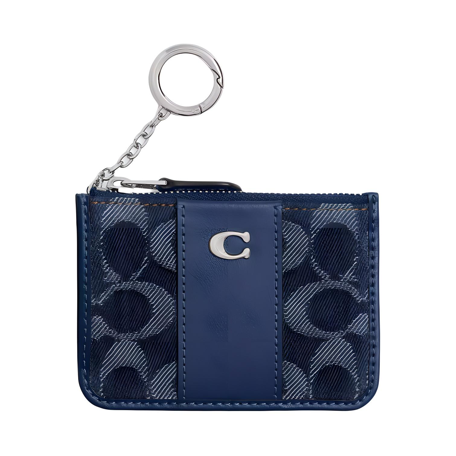 Coach Essential 7 Silver Keychain Denim Card Holder Regular Women card holder Dark-Blue CAN65-LHRHY Dark Blue