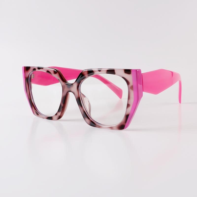 TR90 Retro Cat-Eye Square Patchwork Plain Lens Women S Fashion Versatile Frame Street Style Trendy Frame