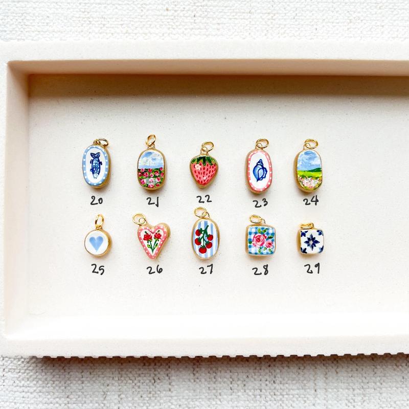 Colorful Dopamine Pendant With Oil Droplets Cute Strawberry Crab Heart Shell Pattern Diy Pendant Charms For Jewelry Making
