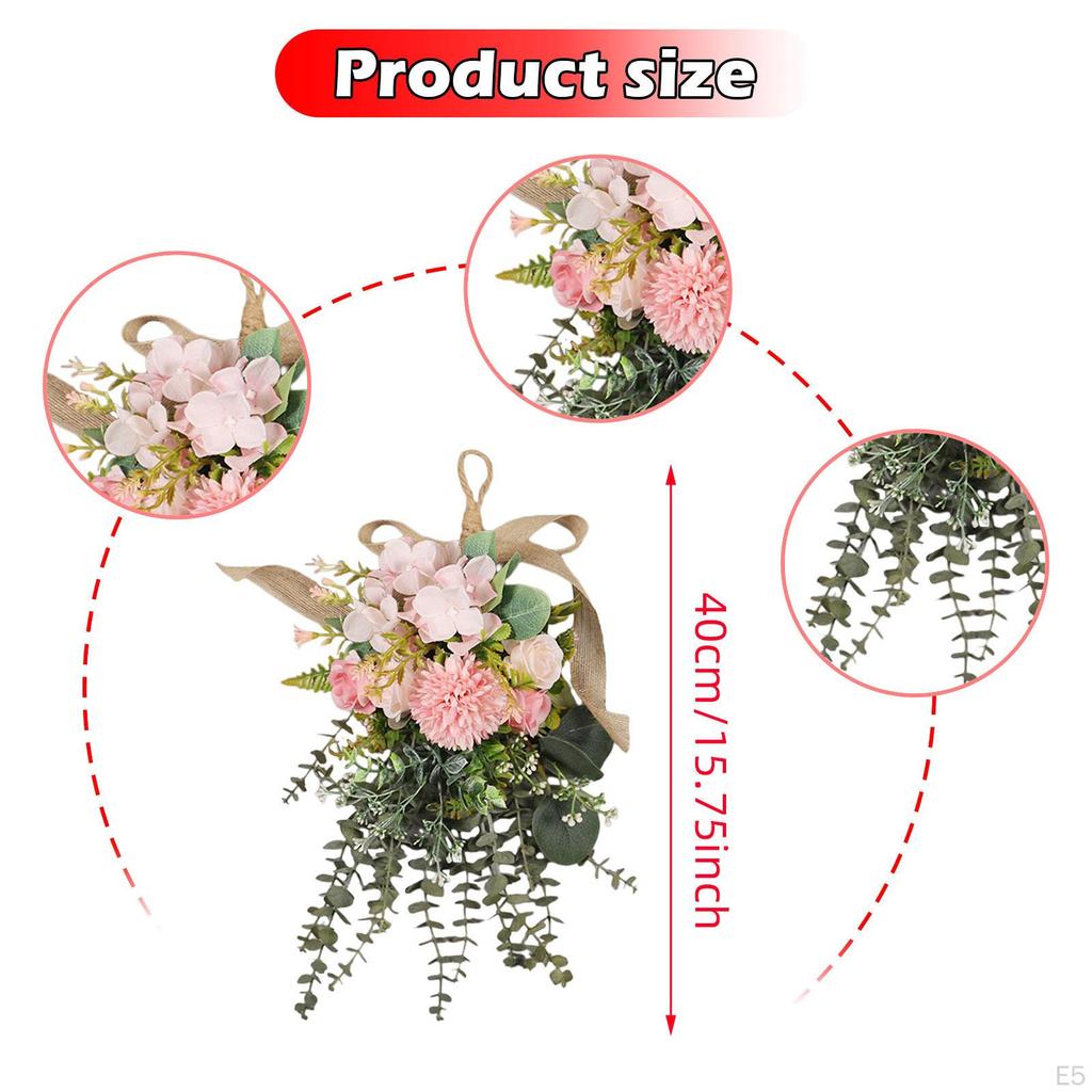 Artificial Chrysanthemum Eucalyptus Flower Wreath Hanging Decoration Teardrop for