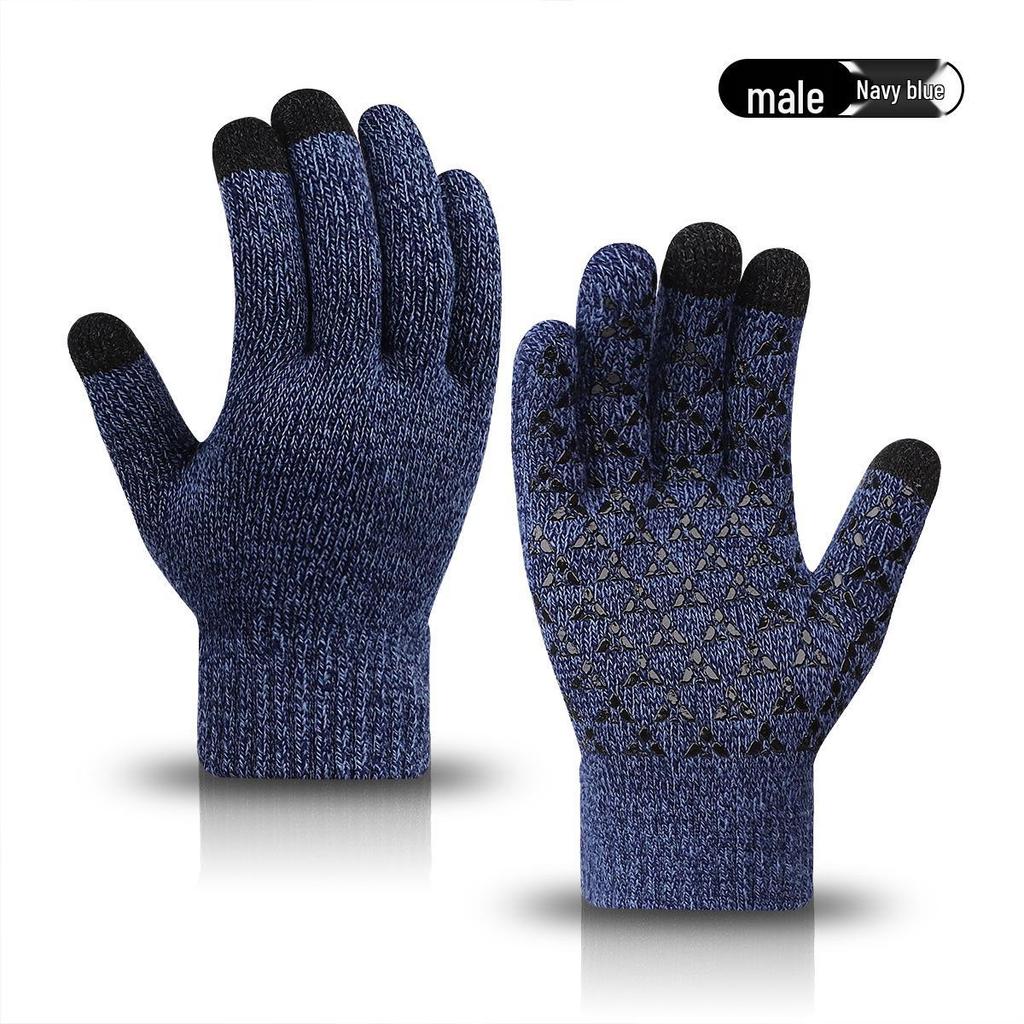 "Warm Knitted Touchscreen Gloves for Couples: Thick Non-Slip Wool, Men’s & Women’s Winter Design."