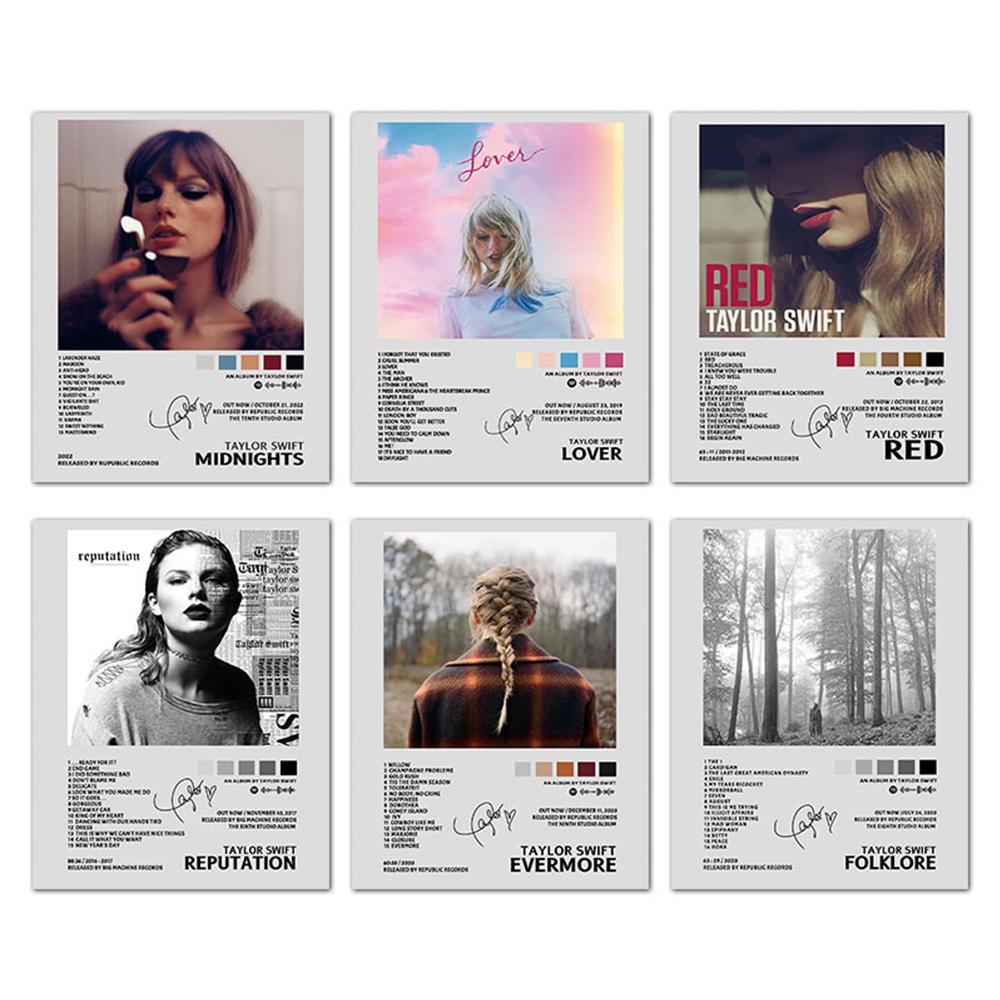 6pcs Taylor Posters Album Cover Posters Decor Aesthetic Gift for Fans, 20x25cm