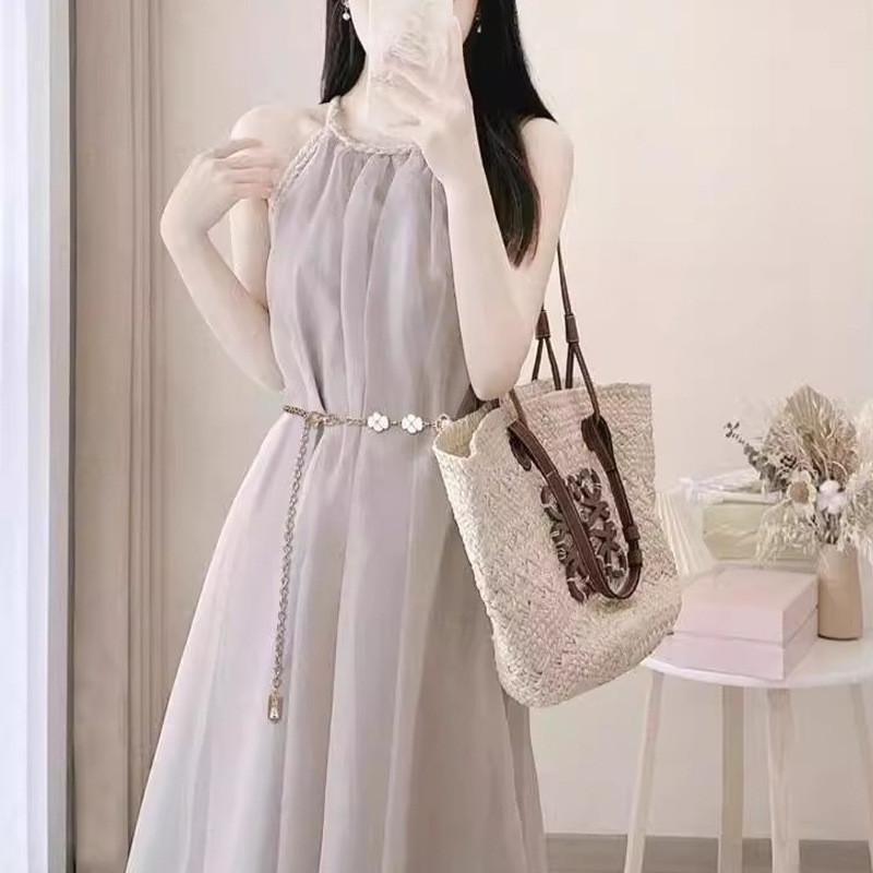 Gold Metal Waist Chain For Women Summer Dress Accessories With Water Diamond Embellishments