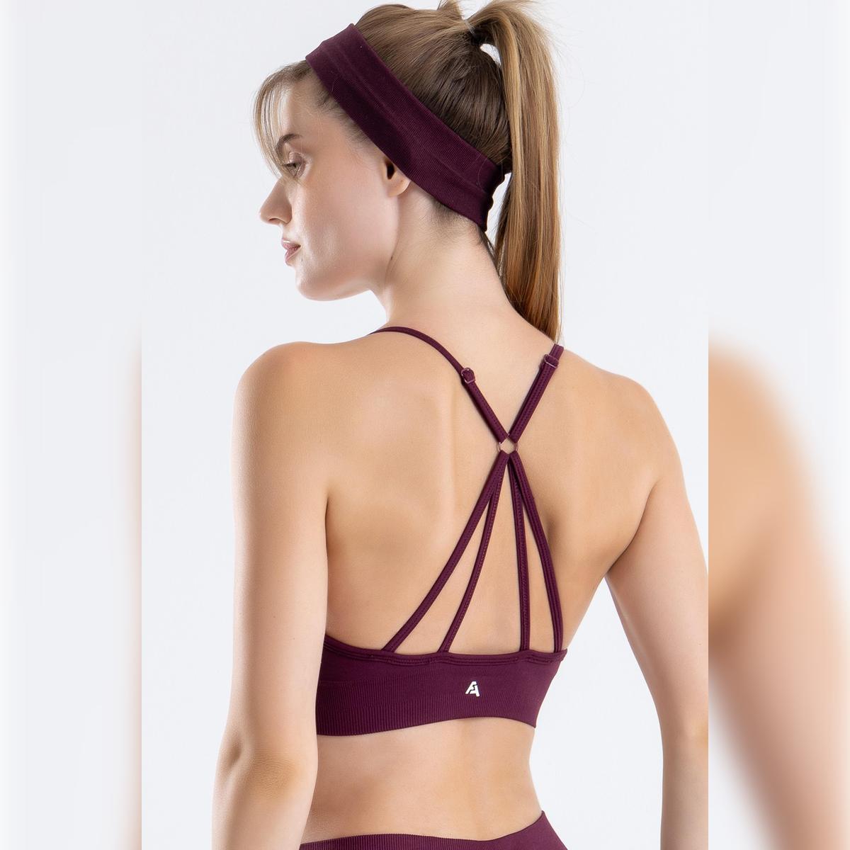 

Women s Cross Back Detailed Supported Seamless Sports Bustier XS/S Вишня