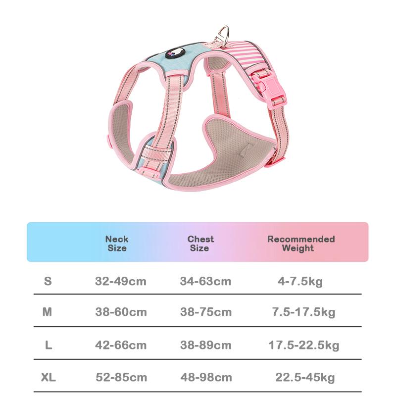 No-Pull Dog Harness Vest with Striped Color Block Design New Macaron Colors Adjustable Escape-Proof Pet Leash Set for Walking
