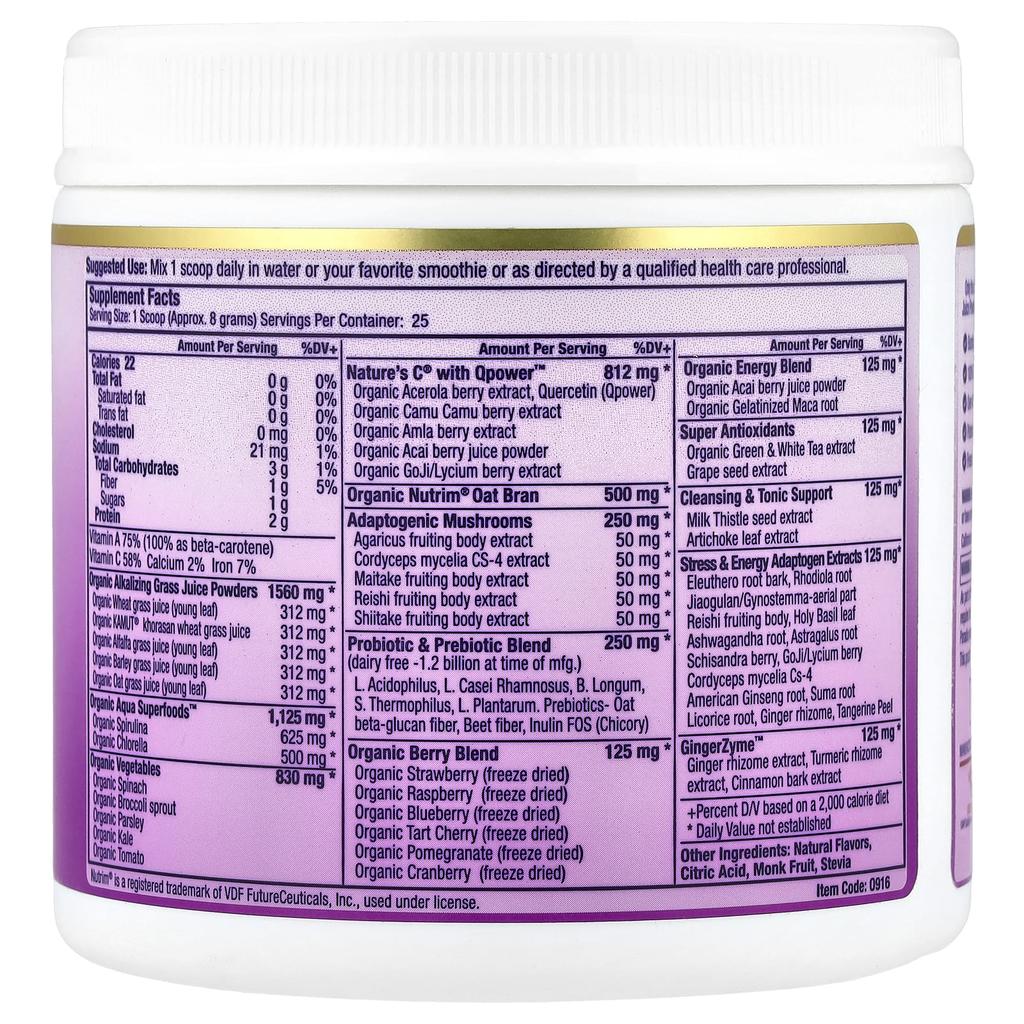 Paradise Herbs ORAC Energy® Greens, Jagody, 200g (7.05 uncji)