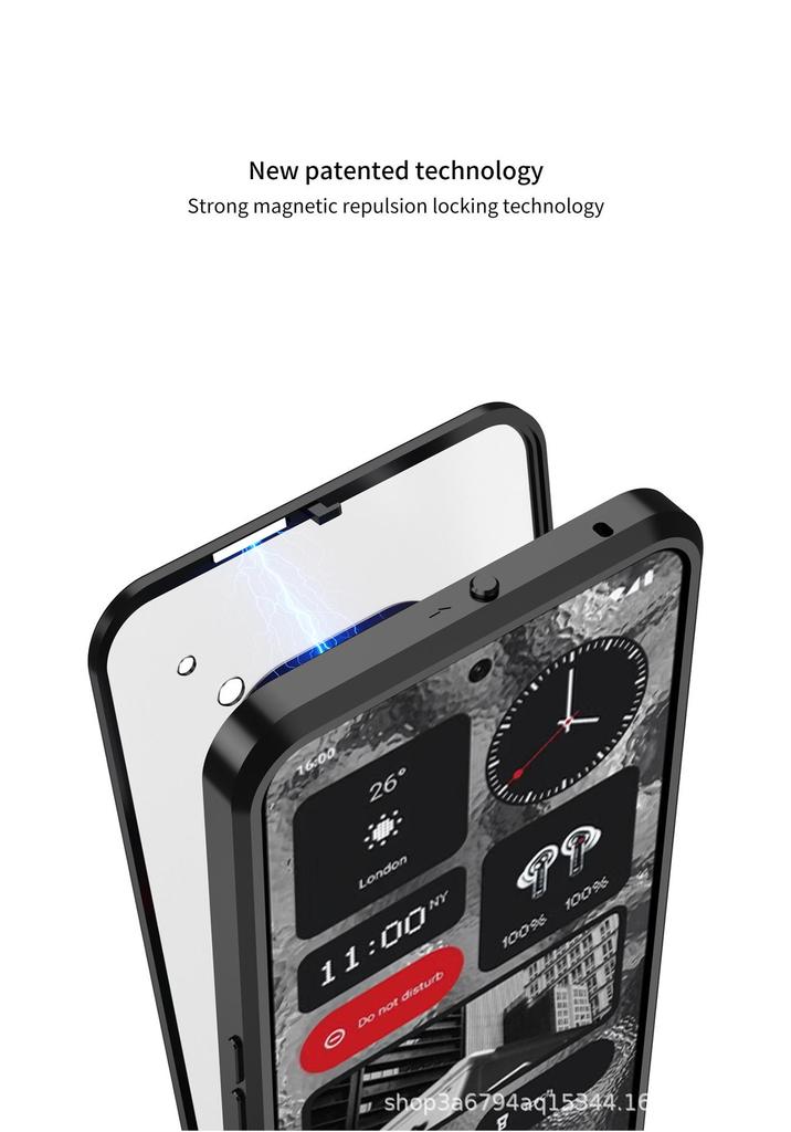 Universal Magnetic Metal Anti-Drop Case for Nothing Phone 2/2A/2A Plus with Snap Button.