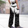 Women's Printed Wide Leg Pants With Pockets High Waist Drawstring Loose Casual Pants