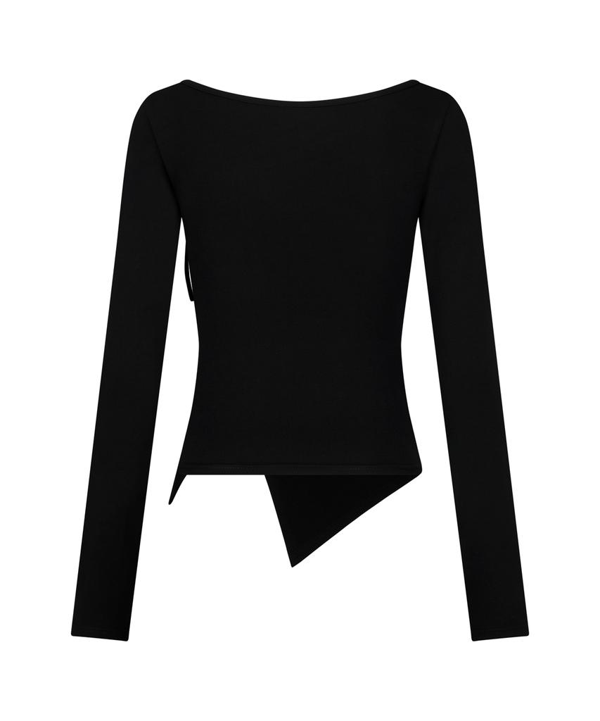 SECONDSALT Lace Point Side String Long Sleeve (Black)