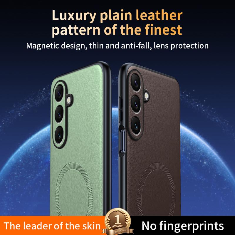 For Samsung S25 Plus Case Magnetic Leather Shield Cover For Samsung S25 Plus Anti-Fingerprint Non-Slip PC+TPU