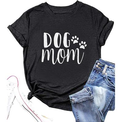 Hundemama T-Shirt Damen Welpen Pfotenabdruck T-Shirt Lustige Grafiktops Süße Kurzarm Kleidung