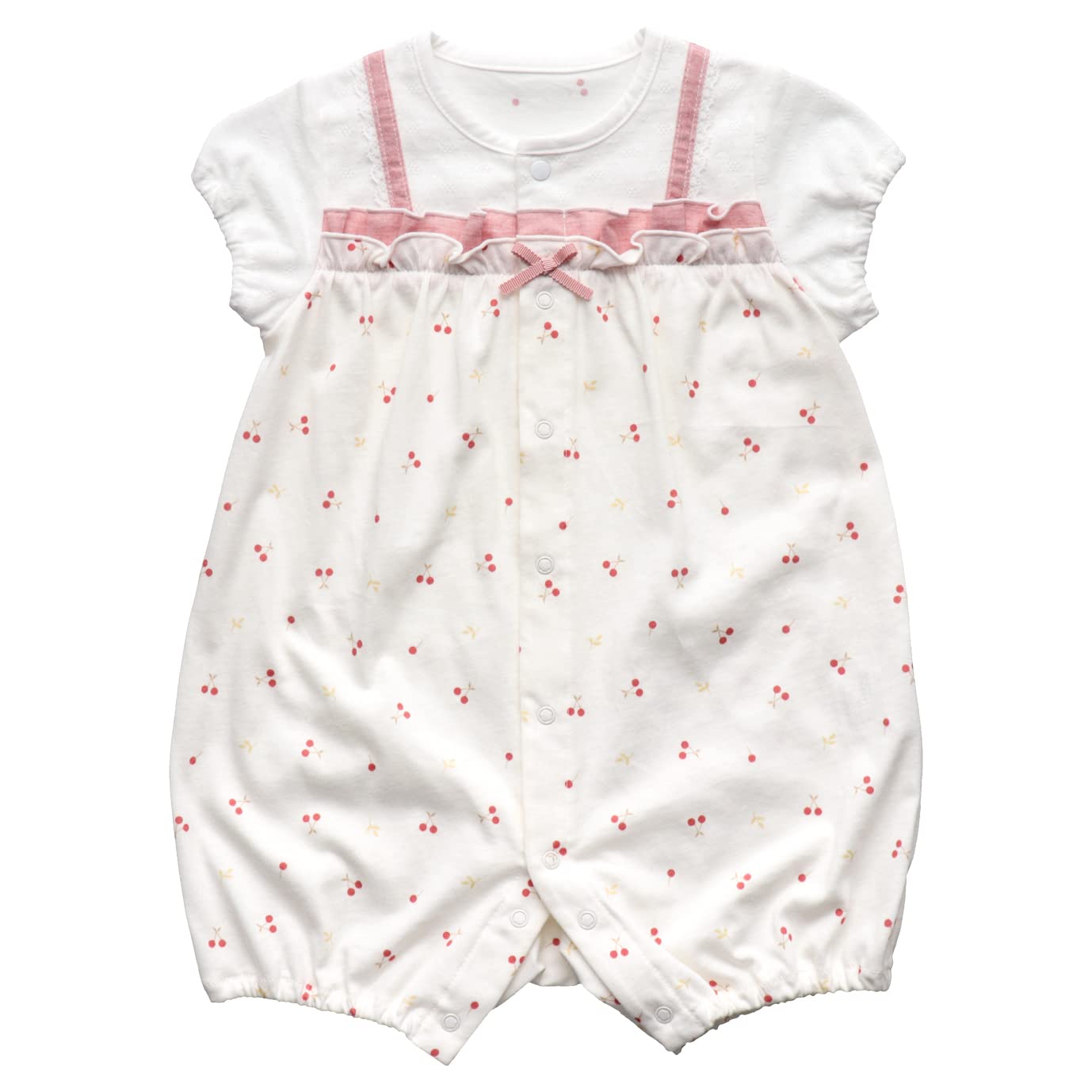 

Комбинезон с коротким рукавом 70 Вишня Сделано в Японии [Baby Castle] слоновая кость