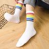 1 paio di calzini invernali a strisce color arcobaleno stile preppy spessi antiscivolo caldi morbidi a tubo centrale senza odori calzini da donna con protezione della caviglia