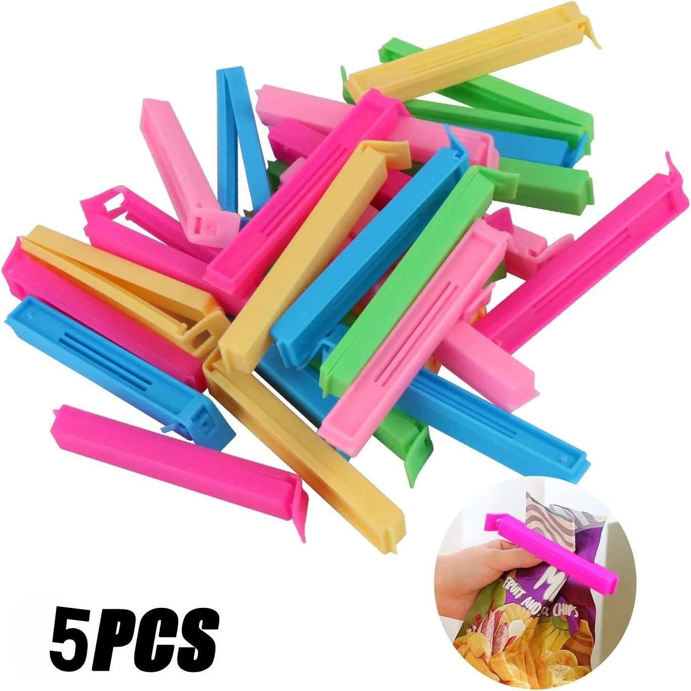 

5 шт. многоразовые пластиковые зажимы для пищевых пакетов, кухонные зажимы для запечатывания для хранения закусок, зажим-герметик для запечатывания, кухонные инструменты и аксессуары