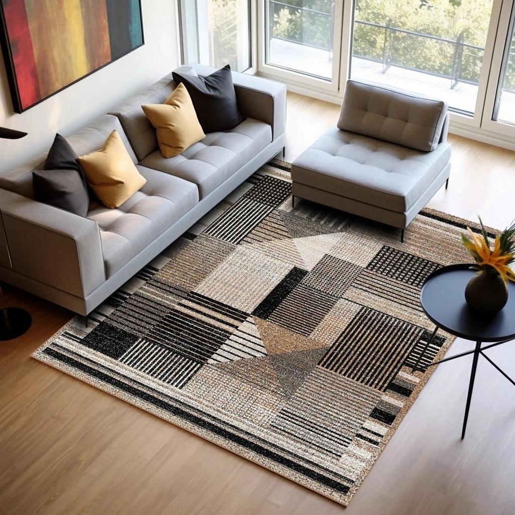 Nordischer minimalistischer gestreifter Teppich im Vintage-Stil, marokkanische Bodenmatte, rutschfester, waschbarer Innenteppich für Schlafzimmer, Esszimmer, Heimdekoration