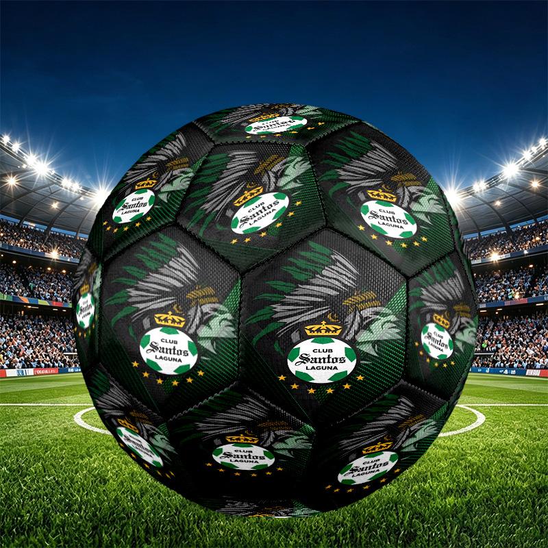 Club Santos Laguna Print Size 5 Soccer Ball, PU Wear Resistant Football for Match Training and Daily Practice, Birthday Gift for Soccer Fans