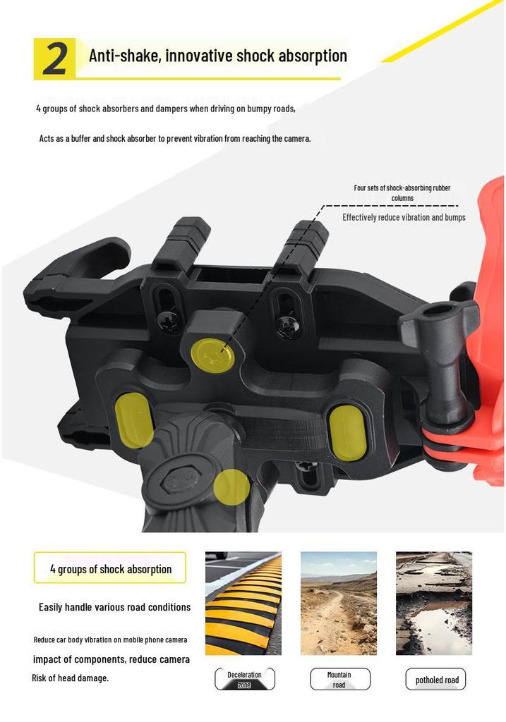 Shockproof Motorcycle Phone Holder with Anti-theft and Charging Features