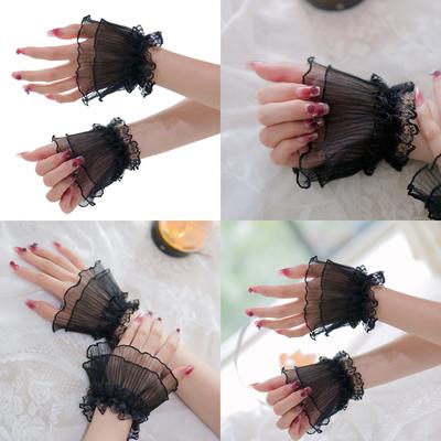 Spitzenbesatz Doppellagiger Tüll Armstulpen Elegant Hochzeitsfeier Foto-Accessoire