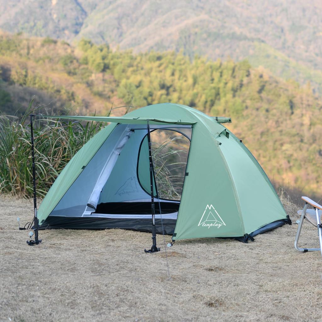 Tenplay Dome 2 Person Mountain Solo Double Aluminum Water Pressure Resistance Free 4 Disaster Front and Rear Front Double Outdoor Solo Easy Mosquito