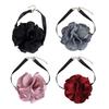 Gothic Fabric Flower Choker Necklace Exaggerated Floral Pattern Pendant Clavicular Chain Charm for Parties and Weddings