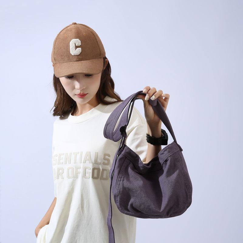 Schoolbag Women's Green Retro Messenger Shoulder Bag, New Fashionable And Simple College Student Pure Cotton Bag Bag, Class Messenger Versatile Solid Color Bag
