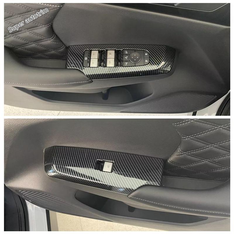 Car Door Armrest Window Lift Button Panel Cover Trim For Mitsubishi Outlander - 2026 ABS Carbon Fiber / Black Accessories