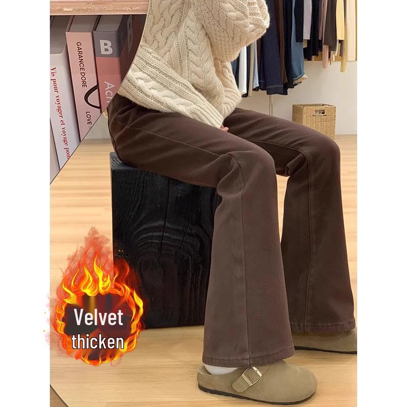 Women's Plus Size High Waist Brown Micro Flare Jeans - Stretch Slimming Pear Shape Fit