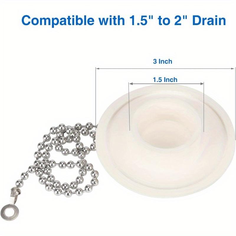 1pc Rubber Bathtub Stoppers Drain Plug with Stainless Steel Beaded Chain,Plug Fit for 1.5" To 2" Kitchen Sink, Bathroom