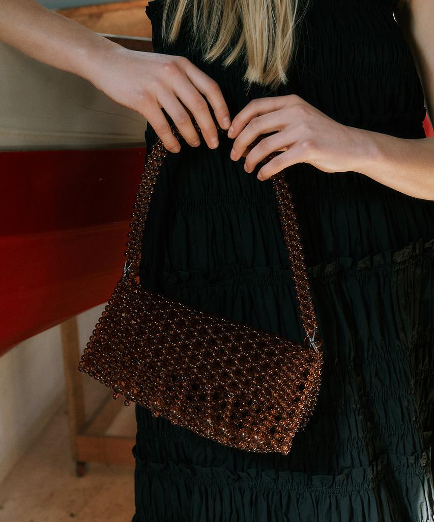 Greenbutter Beaded Fringe Bag (Brown)