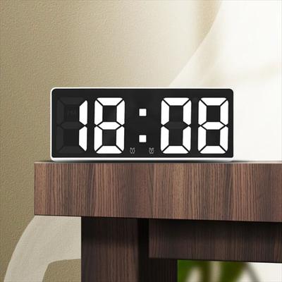 LED Voice Control Digital Alarm Clock Teperature Snooze Night Mode Desktop Table Clock 12/24H Electrnic Mirror Clock Home Decor