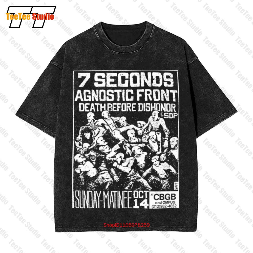 Seconds Agnostic Front At Cbgb Old Punk Rock Concert Flyer Vintage Oversized TShirt STID S