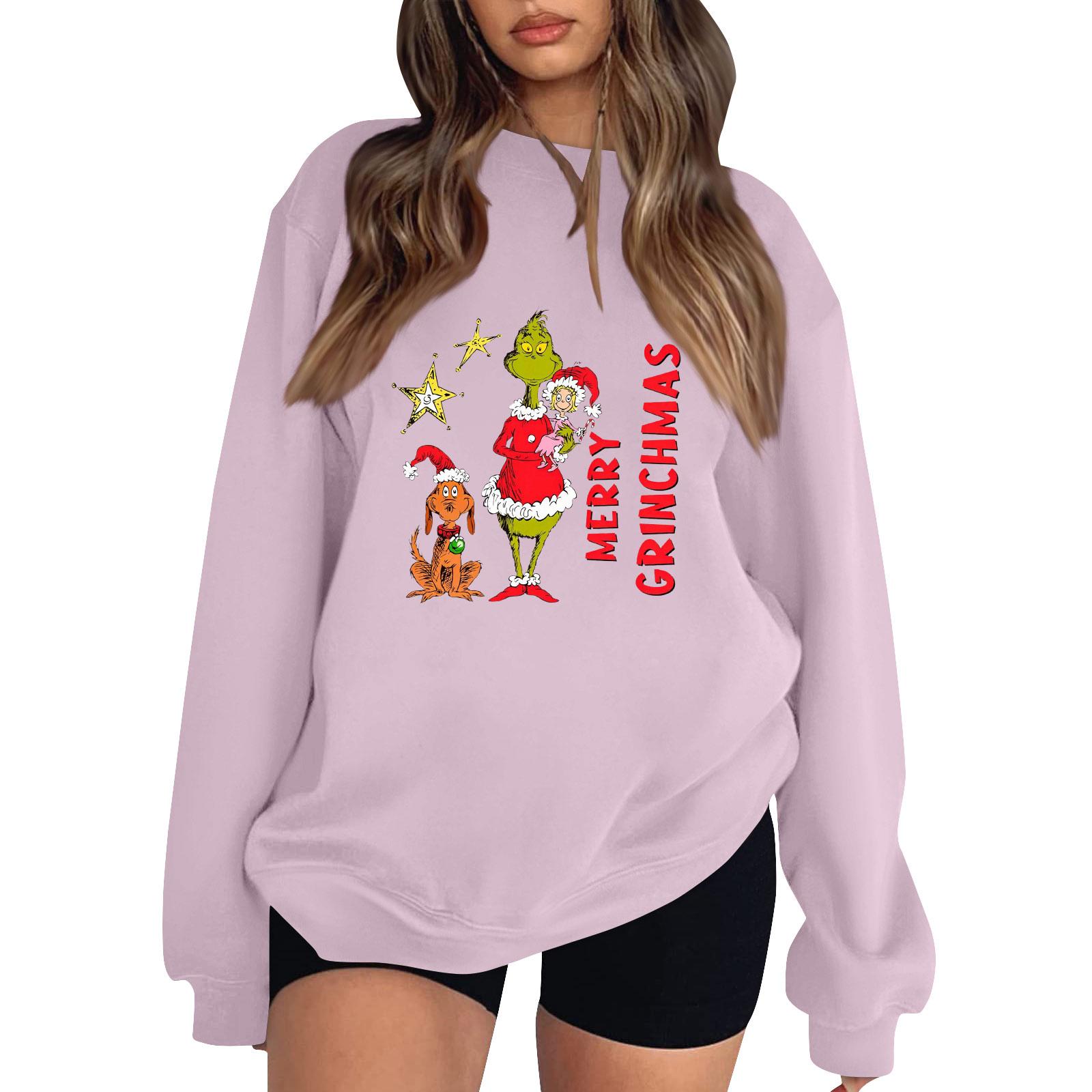 

Женская модная легкая рождественская толстовка с длинным рукавом XL розовый