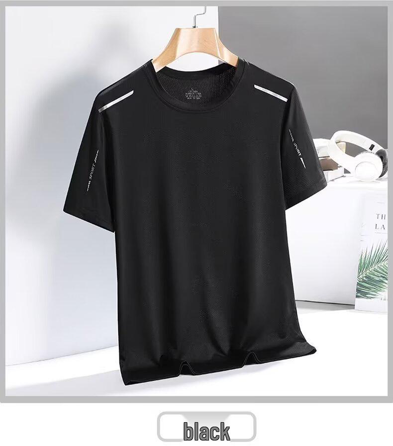 Men's Quick-Dry Ice Silk Mesh T-Shirt - Breathable, Loose-Fit, Casual Short Sleeve Sportswear
