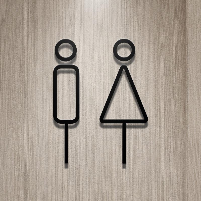 Shopping Malls Office Toilet Sign Plate Acrylic 3D Wash Room Door Wall Label Sticker WC Signage Board Art Hotel Home Decor