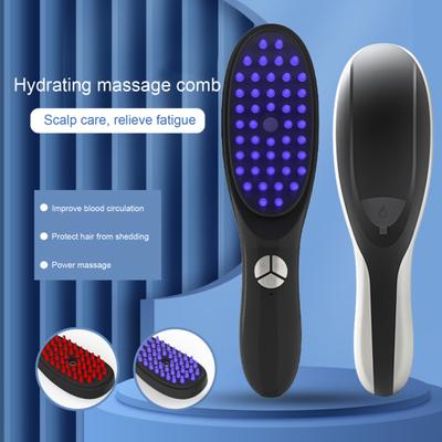 Electric Hair Brush Blue Red Light Phototherapy Rechargeable Promote Hair Growth Handheld Vibrating Scalp Massage Hair Detangling Comb