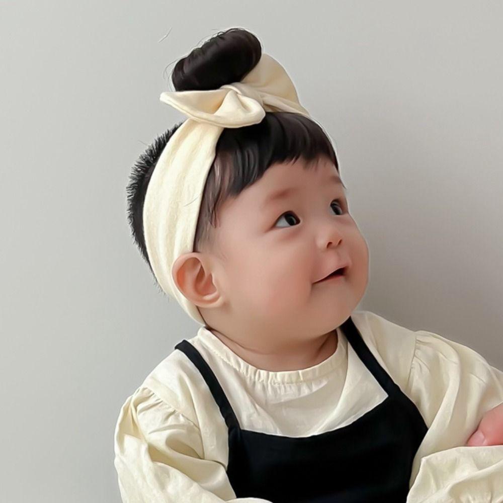 Cotton Newborn Wig Headband Bowknot Infant Hairpiece Hair Accessories Baby Hair Bands Wig Toddler