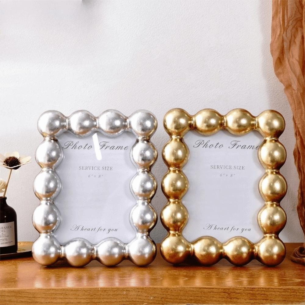 8 Inch Resin Photo Frame Luxury Picture Display Frame DIY Round Ball Border Frame Office Desk